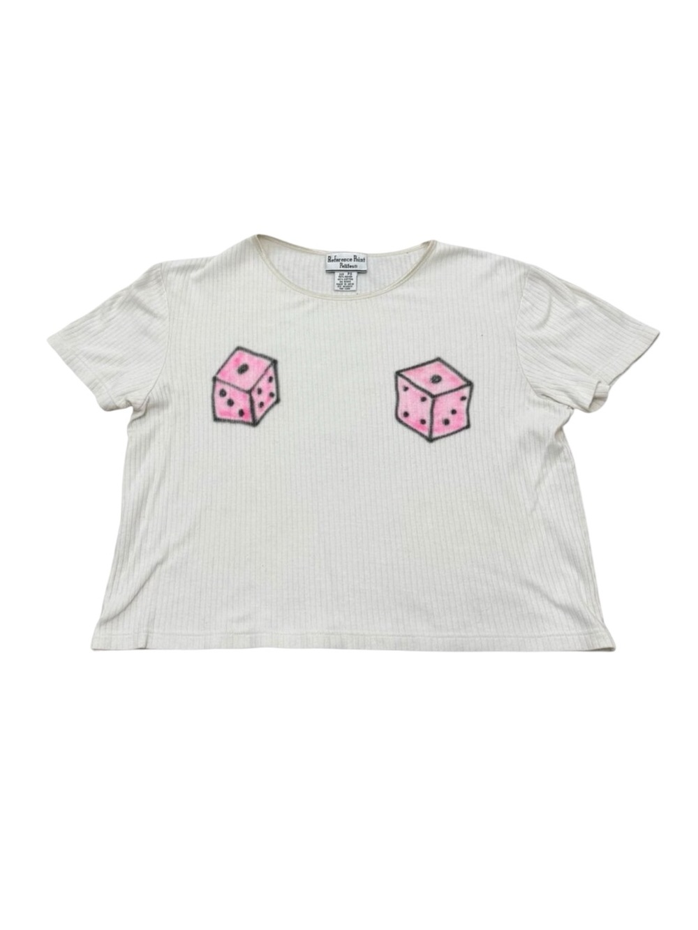 Vintage 1990s Reference Point Airbrushed Dice Ribbed Crop Top